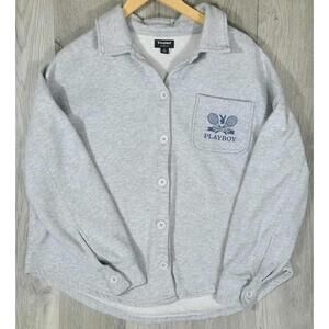 Playboy Tennis Club Gray Button Up Sherpa Lined Shirt Jacket PacSun Small #6